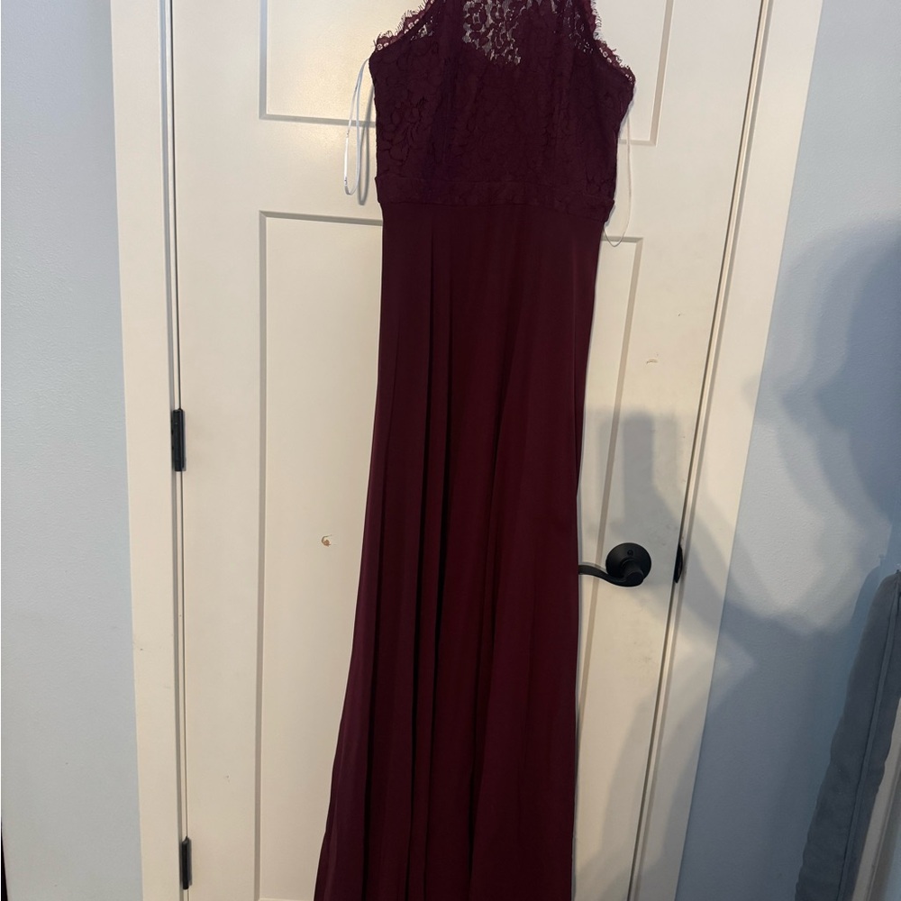 Lulu's Lace Burgundy Evening Dress